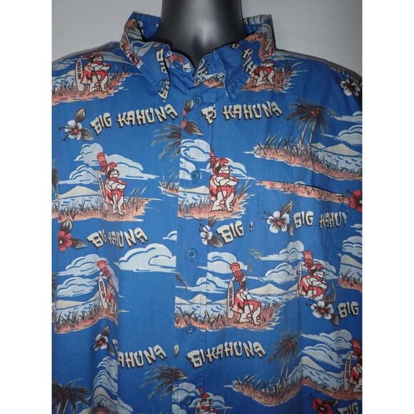 Vintage Big Dogs Hawaiian Shirt Men 3X Kahuna Blue Tropical Surf Vacation Cruise - Picture 3 of 5
